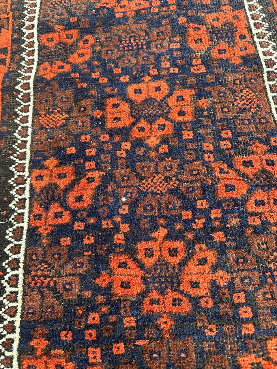 Bobyrug’s pretty distressed antique Turkmen Baluch rug  For Sale 5