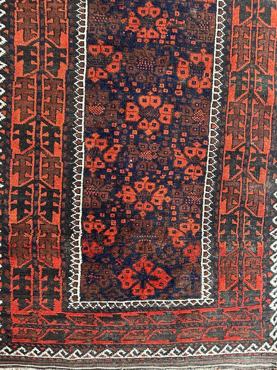 Bobyrug’s pretty distressed antique Turkmen Baluch rug  For Sale 8