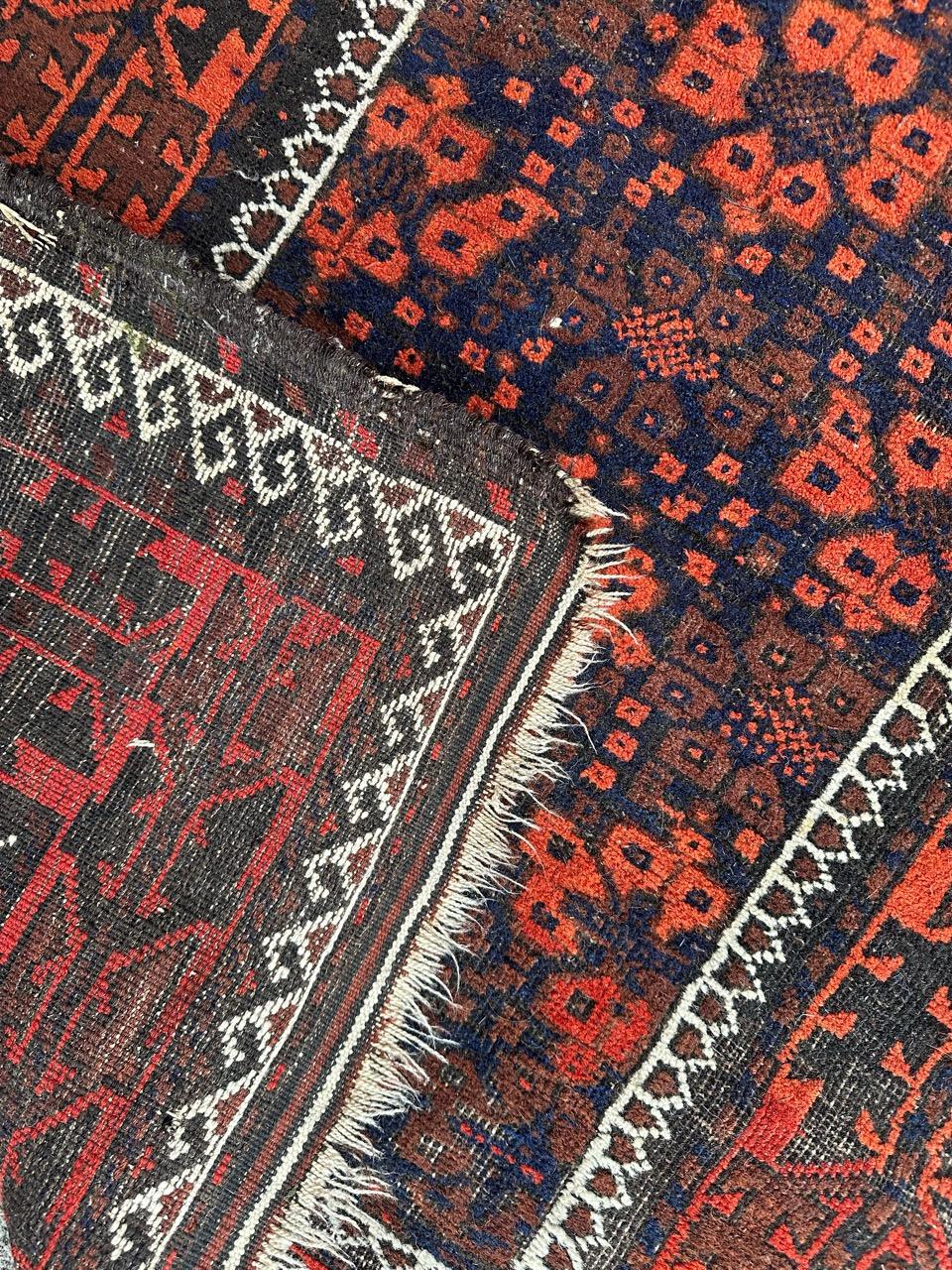 Bobyrug’s pretty distressed antique Turkmen Baluch rug  For Sale 9