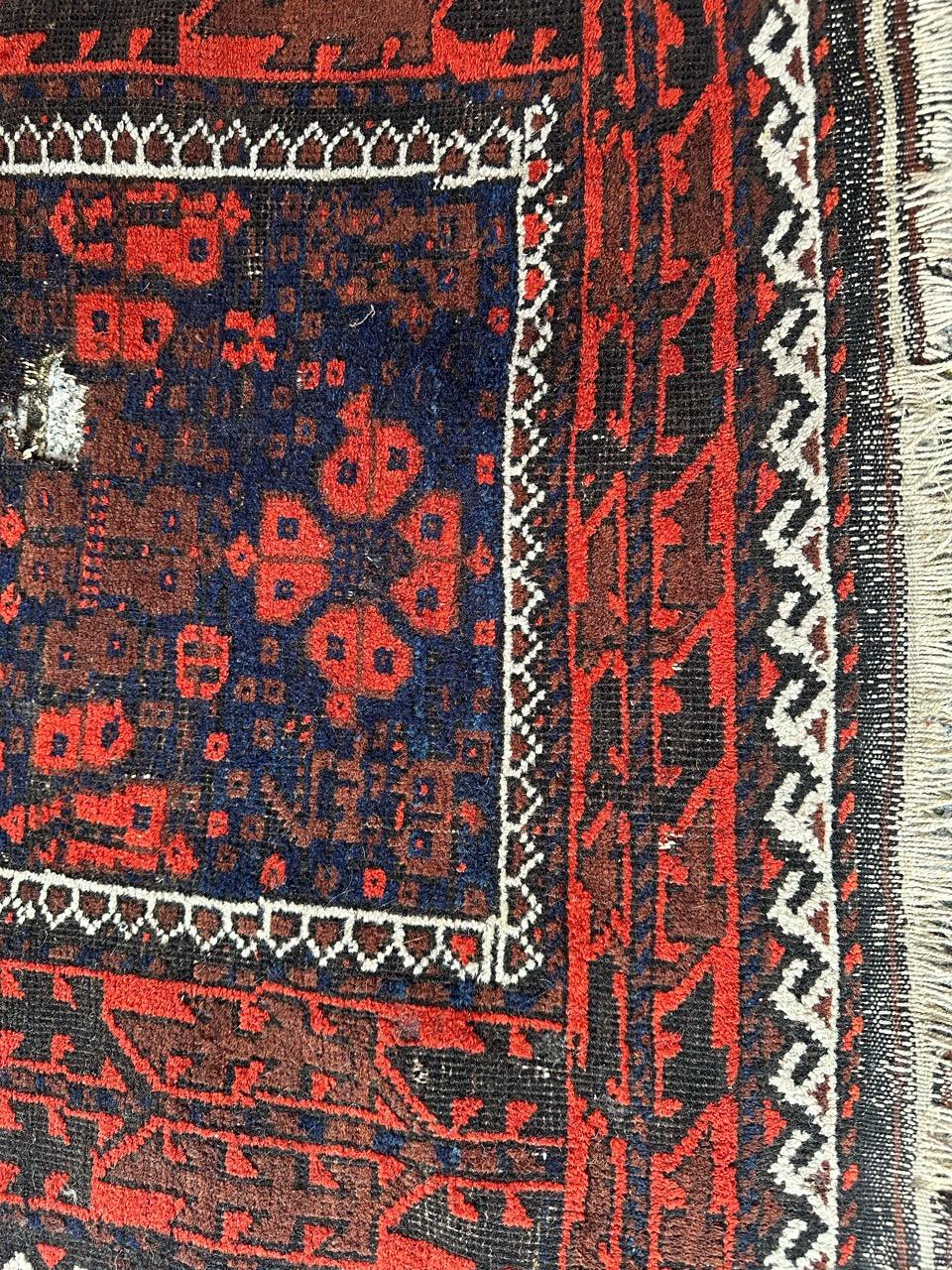 Afghan Bobyrug’s pretty distressed antique Turkmen Baluch rug  For Sale