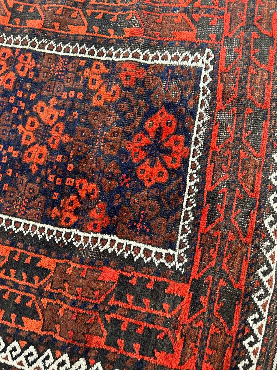 Bobyrug’s pretty distressed antique Turkmen Baluch rug  For Sale 1