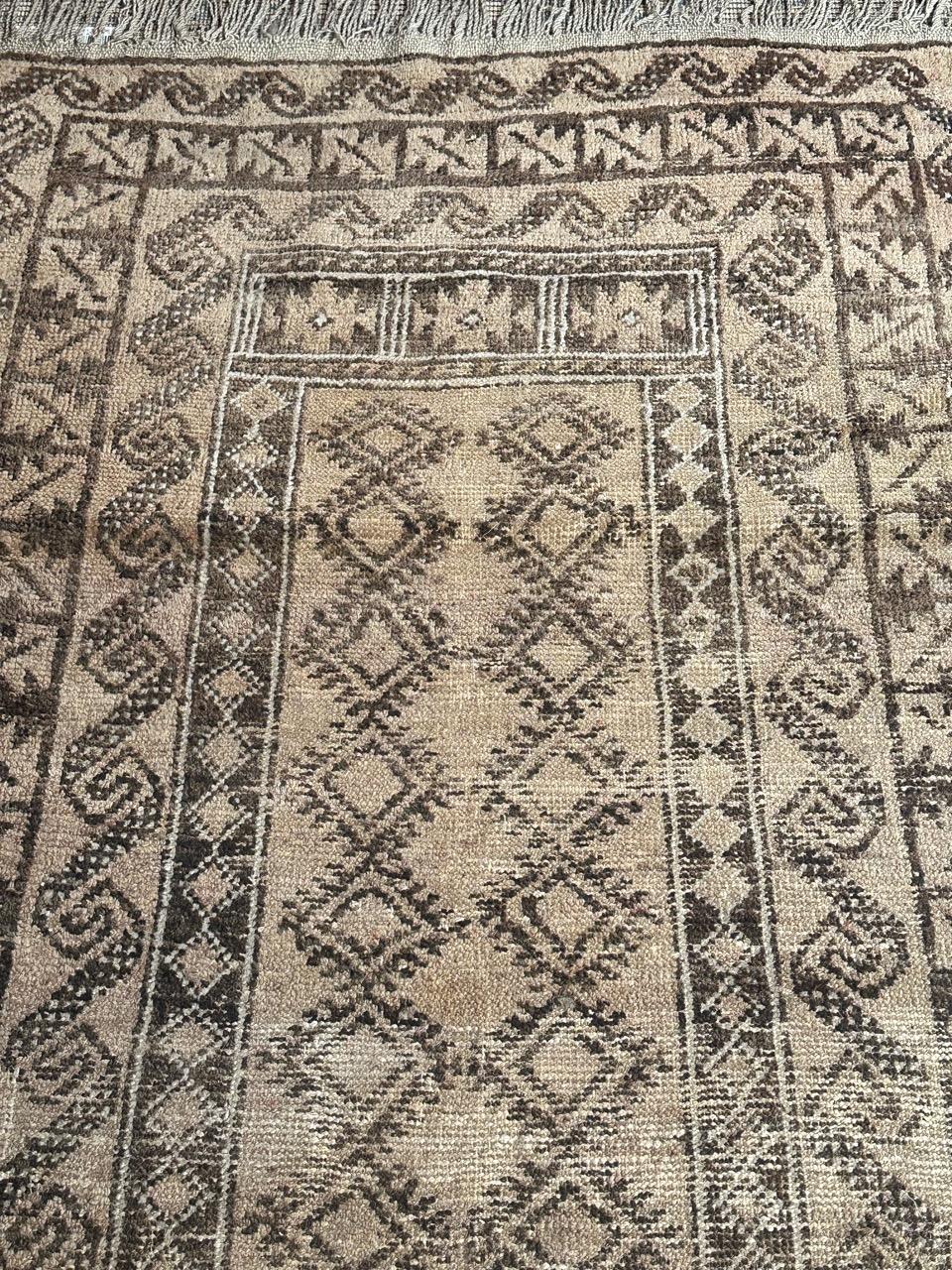 20th Century Bobyrug’s pretty faded mid century Baluch rug  For Sale