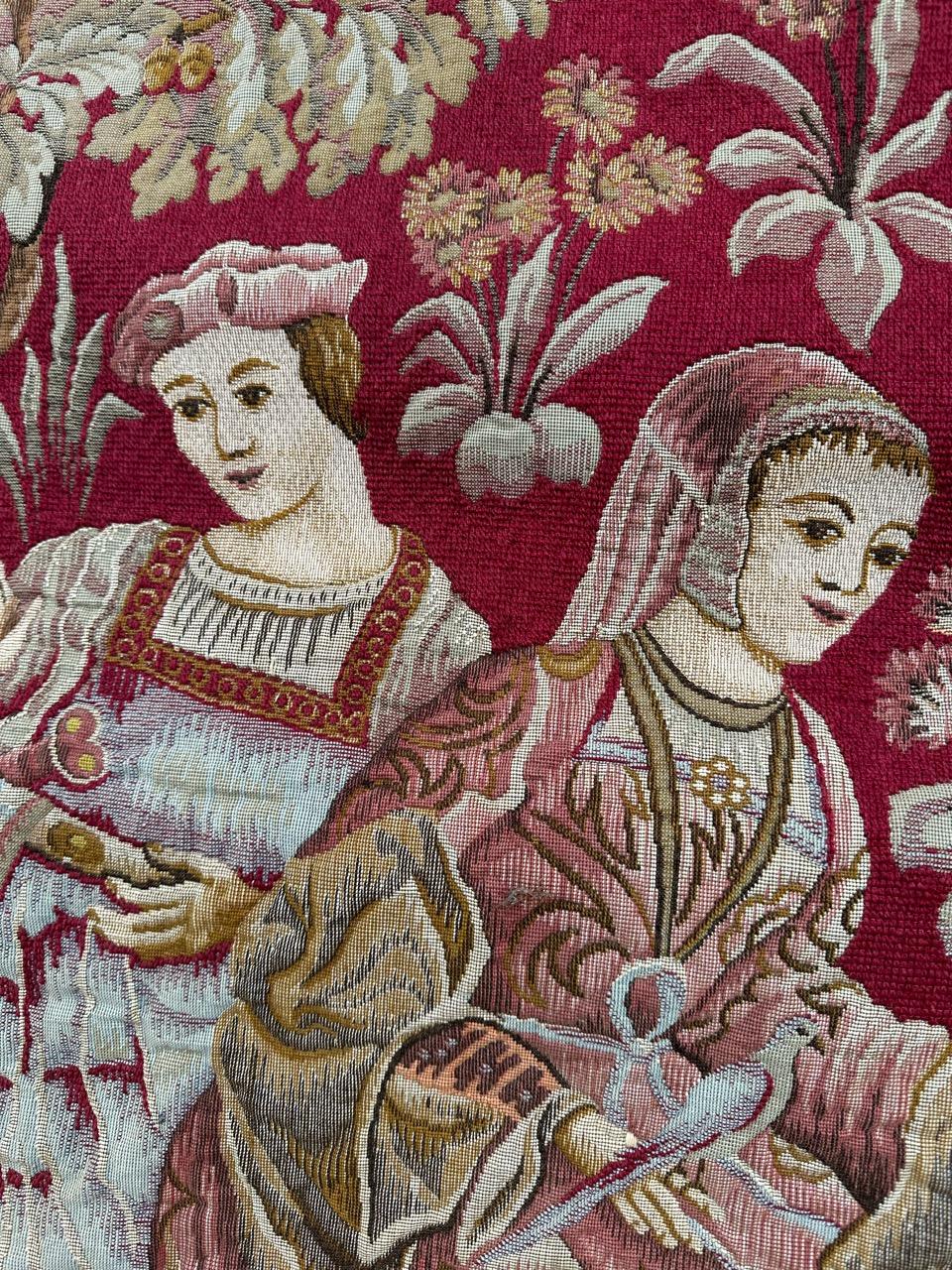 Bobyrug's Pretty Jaquar Tapestry Aubusson Museum Style Medieval Design im Angebot 4