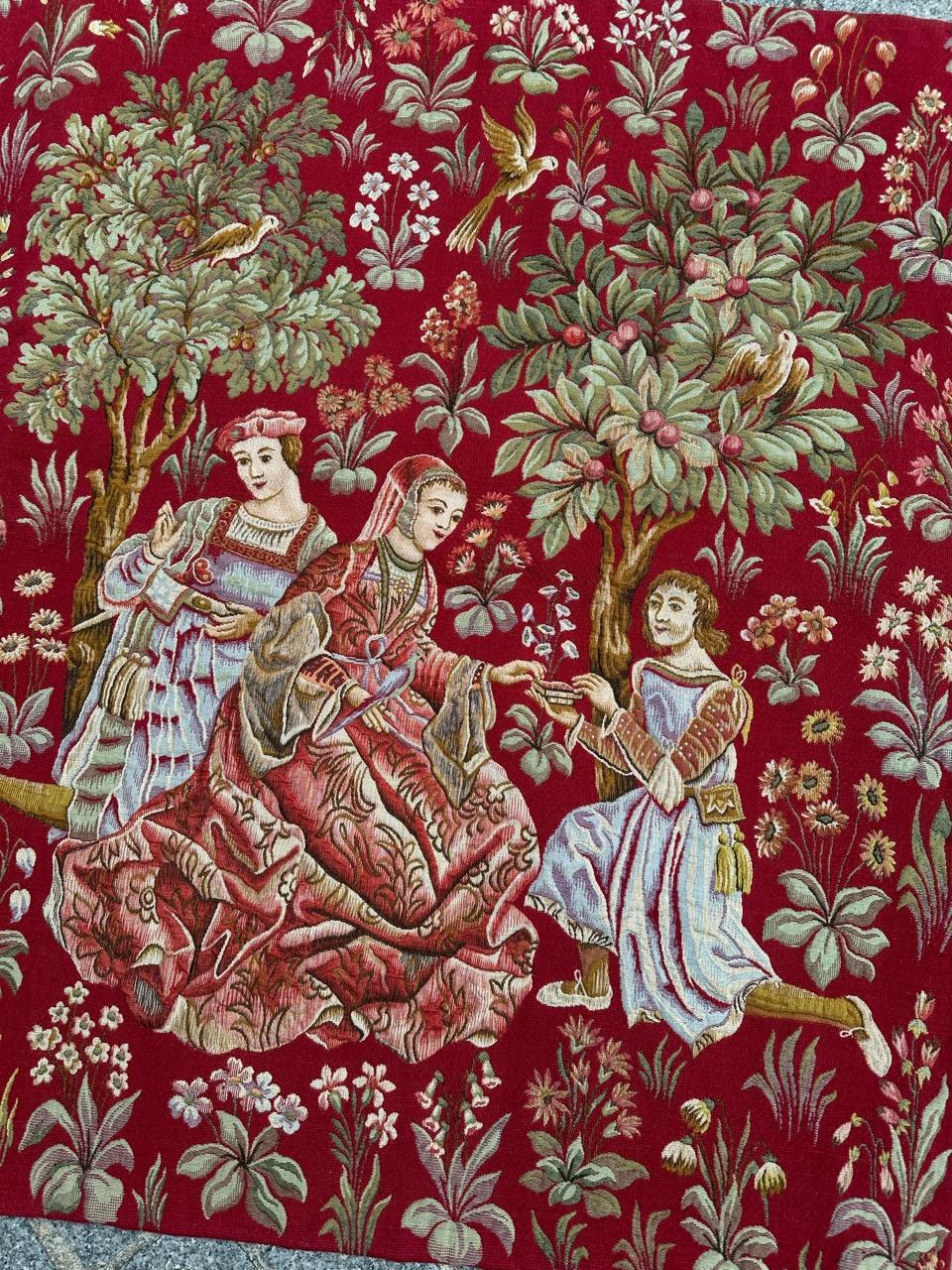 Français Bobyrug's Pretty Jaquar Tapestry Aubusson Museum Style Medieval Design en vente