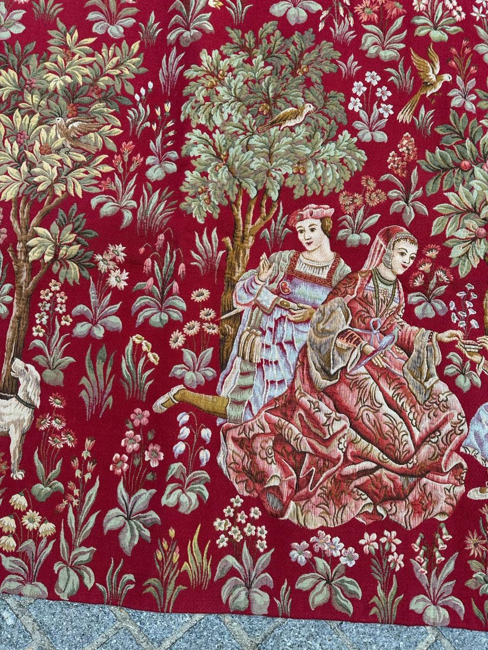 Fait à la machine Bobyrug's Pretty Jaquar Tapestry Aubusson Museum Style Medieval Design en vente
