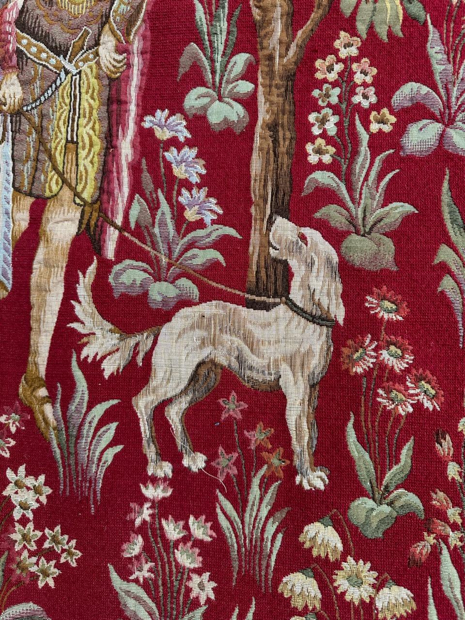 20ième siècle Bobyrug's Pretty Jaquar Tapestry Aubusson Museum Style Medieval Design en vente