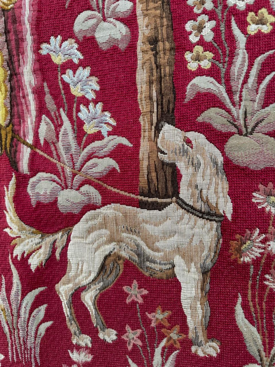 Bobyrug's Pretty Jaquar Tapestry Aubusson Museum Style Medieval Design im Angebot 1