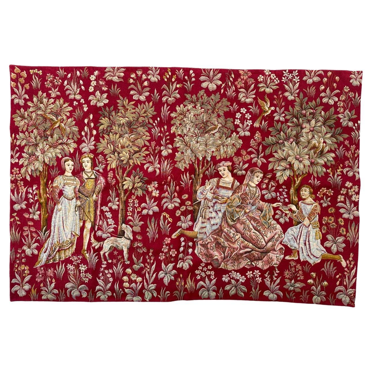 Bobyrug's Pretty Jaquar Tapestry Aubusson Museum Style Medieval Design im Angebot
