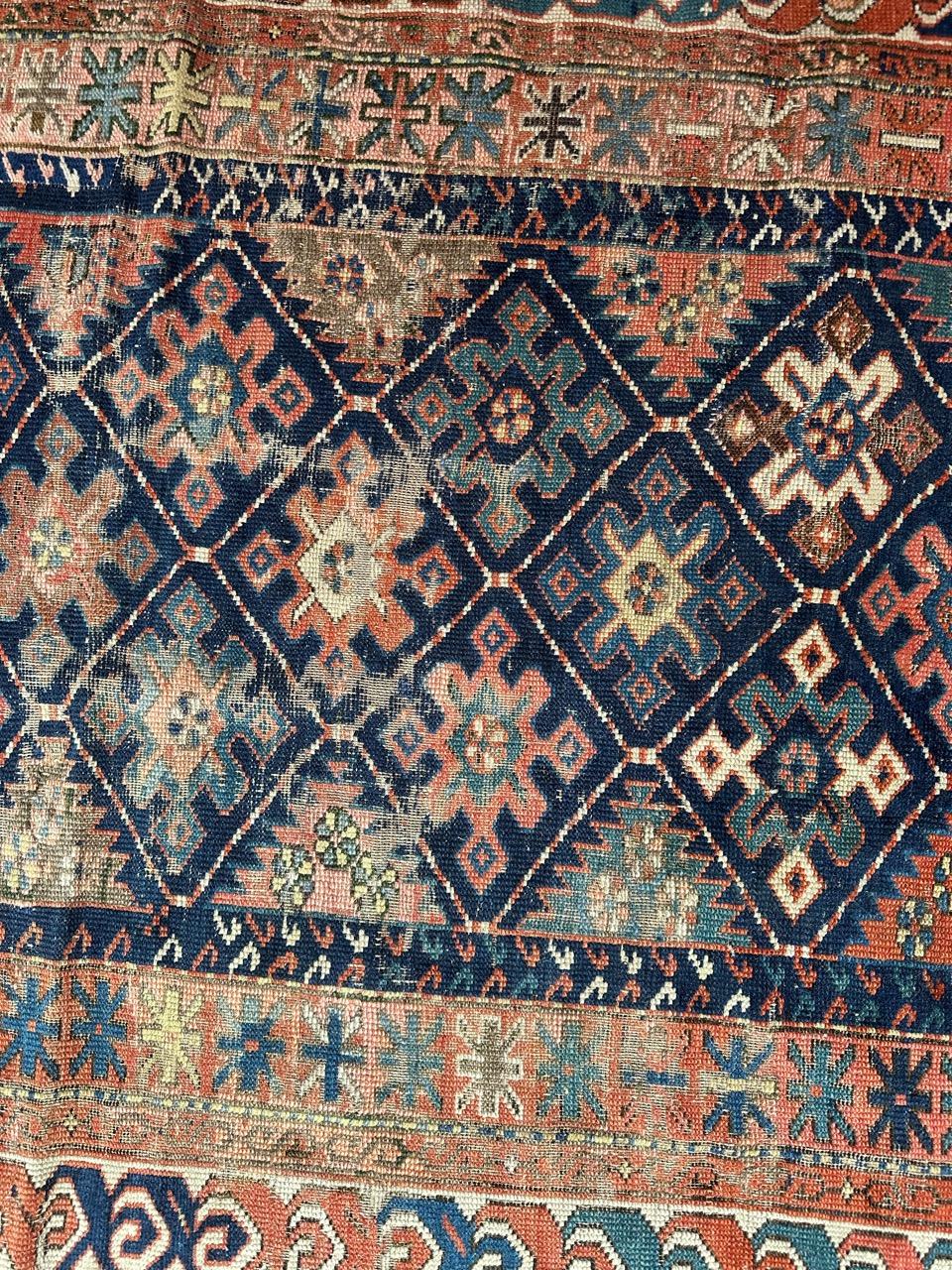 Hand-Knotted Bobyrug’s pretty late 19th century Caucasian shirvan rug For Sale