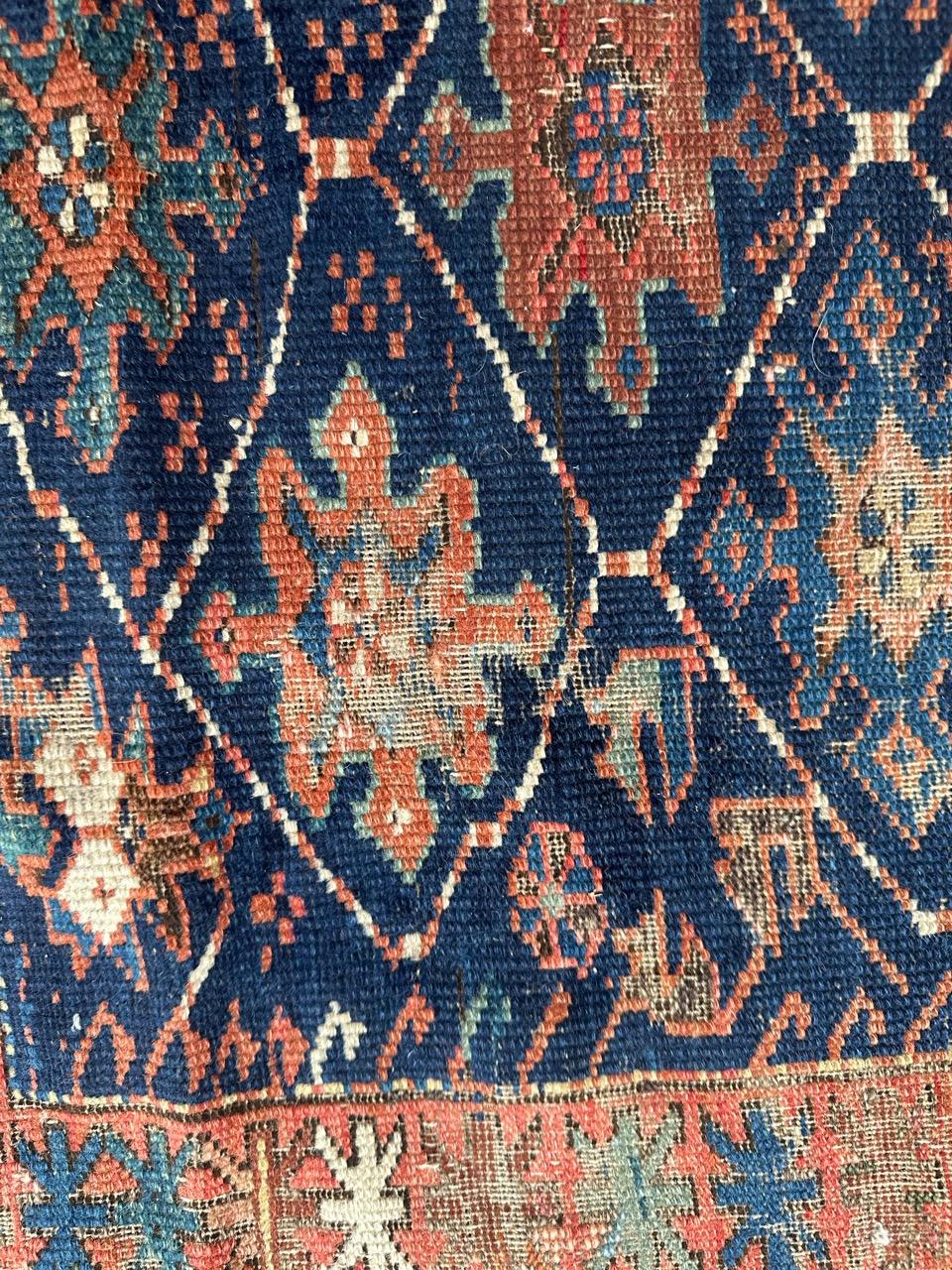Wool Bobyrug’s pretty late 19th century Caucasian shirvan rug For Sale
