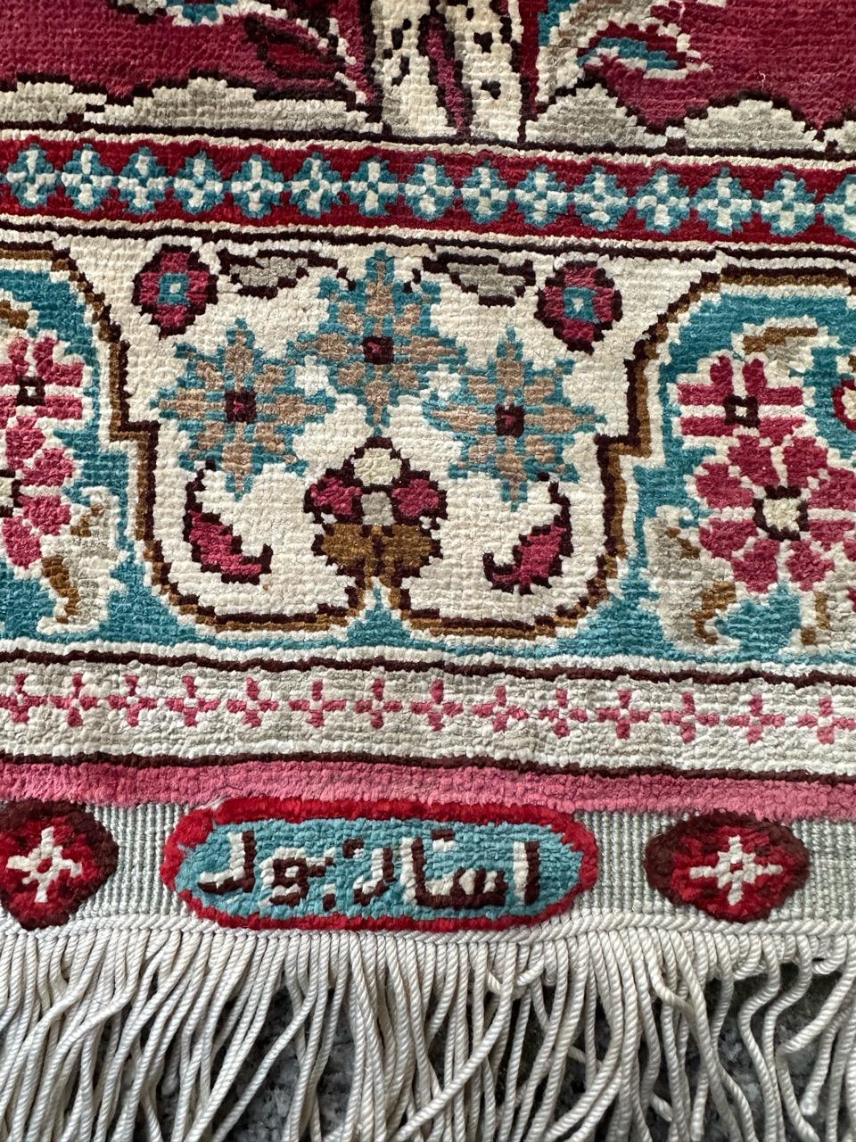 Bobyrug’s pretty little Turkish silk Istanbul rug  For Sale 9
