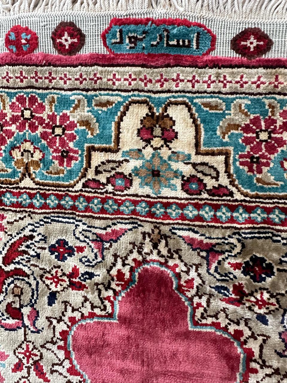Silk Bobyrug’s pretty little Turkish silk Istanbul rug  For Sale