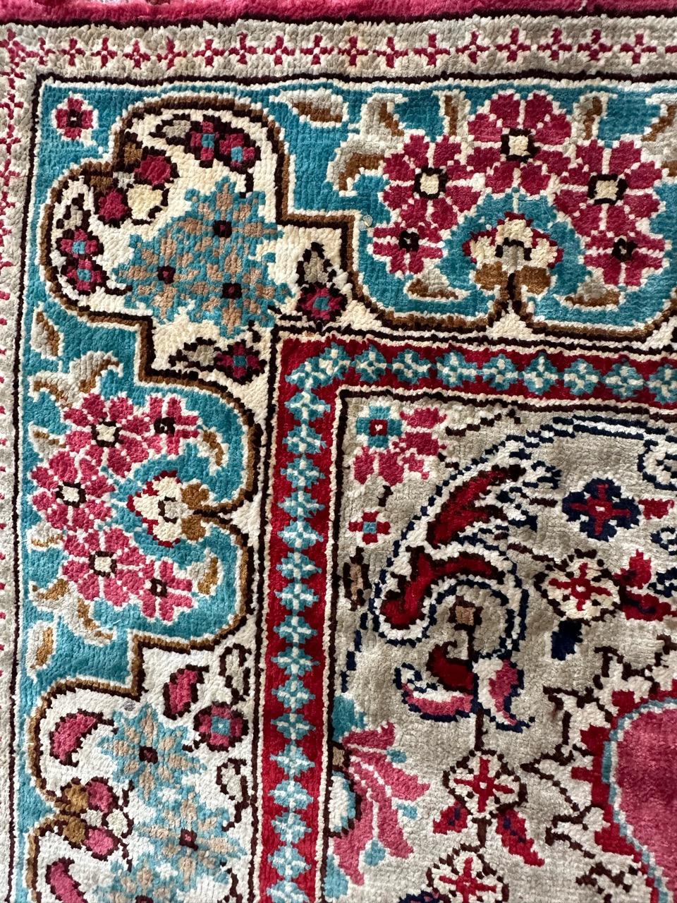 Bobyrug’s pretty little Turkish silk Istanbul rug  For Sale 1
