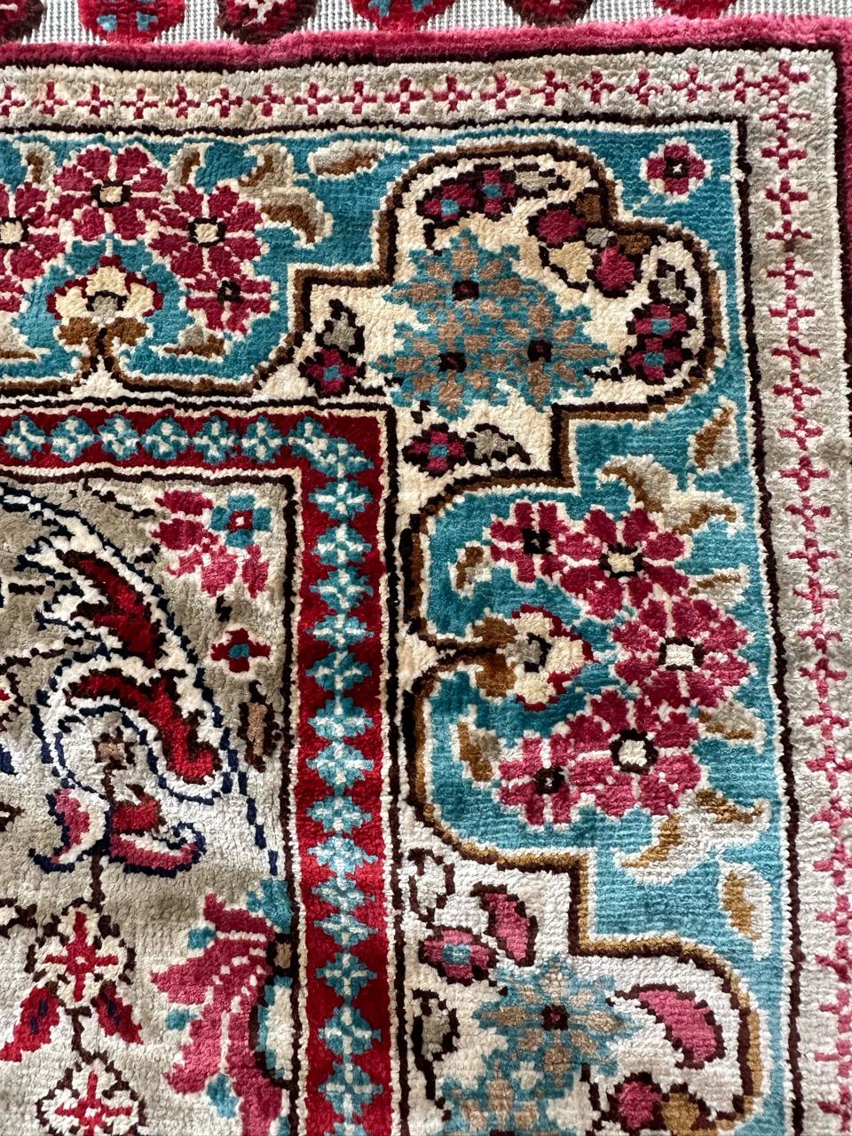 Bobyrug’s pretty little Turkish silk Istanbul rug  For Sale 2