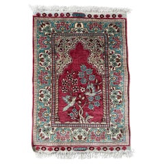 Vintage Bobyrug’s pretty little Turkish silk Istanbul rug 