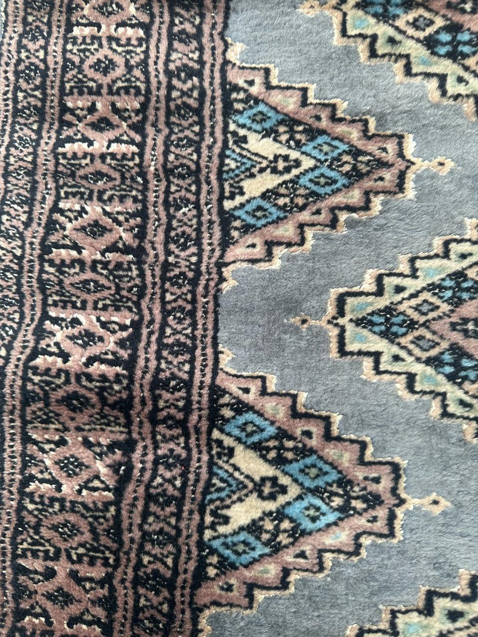 Wool Bobyrug’s pretty Turkmen Bokhara design rug For Sale