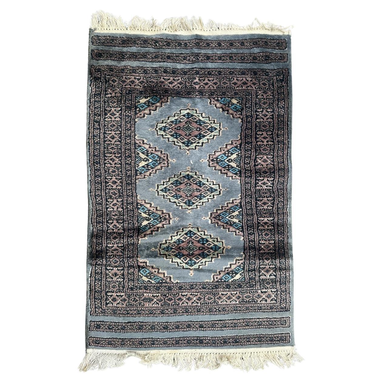 Bobyrug’s pretty Turkmen Bokhara design rug For Sale
