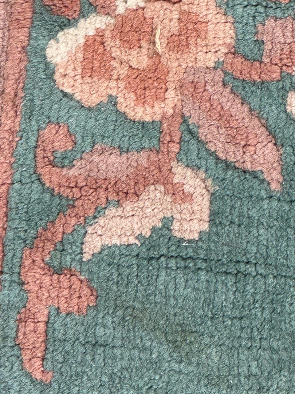 Hand-Knotted Bobyrug’s pretty little vintage Chinese art deco rug  For Sale