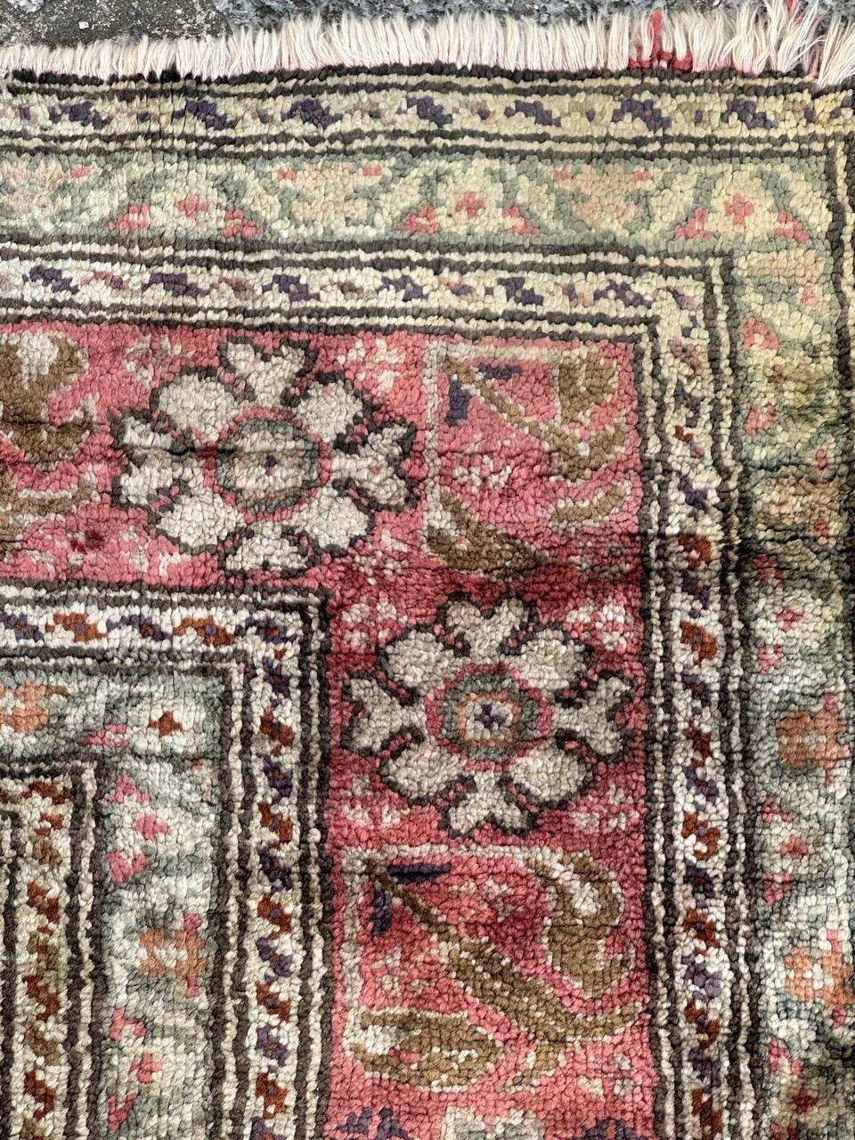 Bobyrug’s pretty little vintage Turkish Cesareh silk rug  For Sale 3