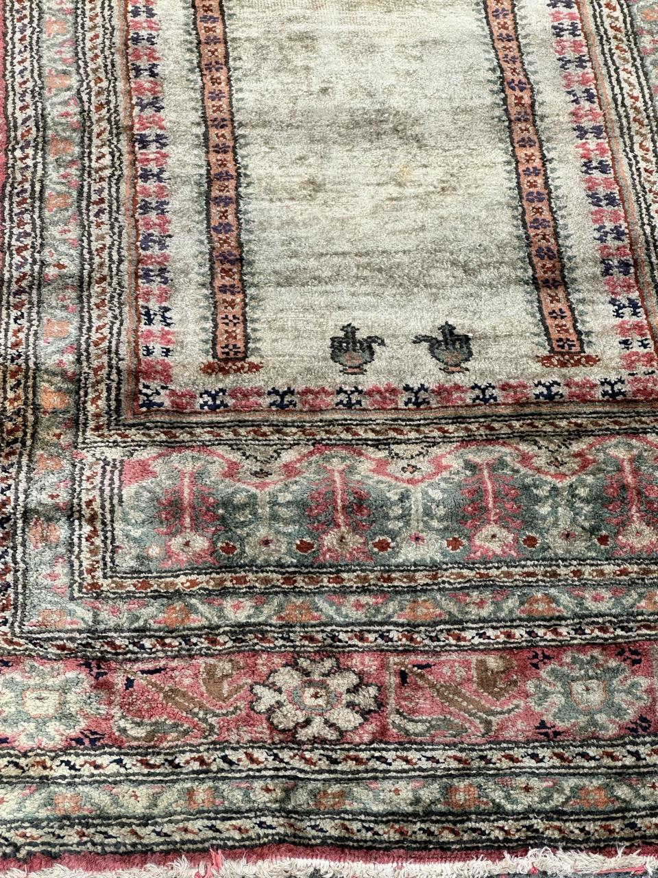 Bobyrug’s pretty little vintage Turkish Cesareh silk rug  For Sale 7