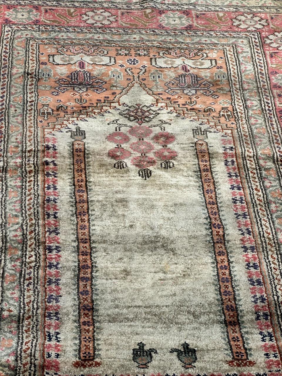 Bobyrug’s pretty little vintage Turkish Cesareh silk rug  For Sale 8