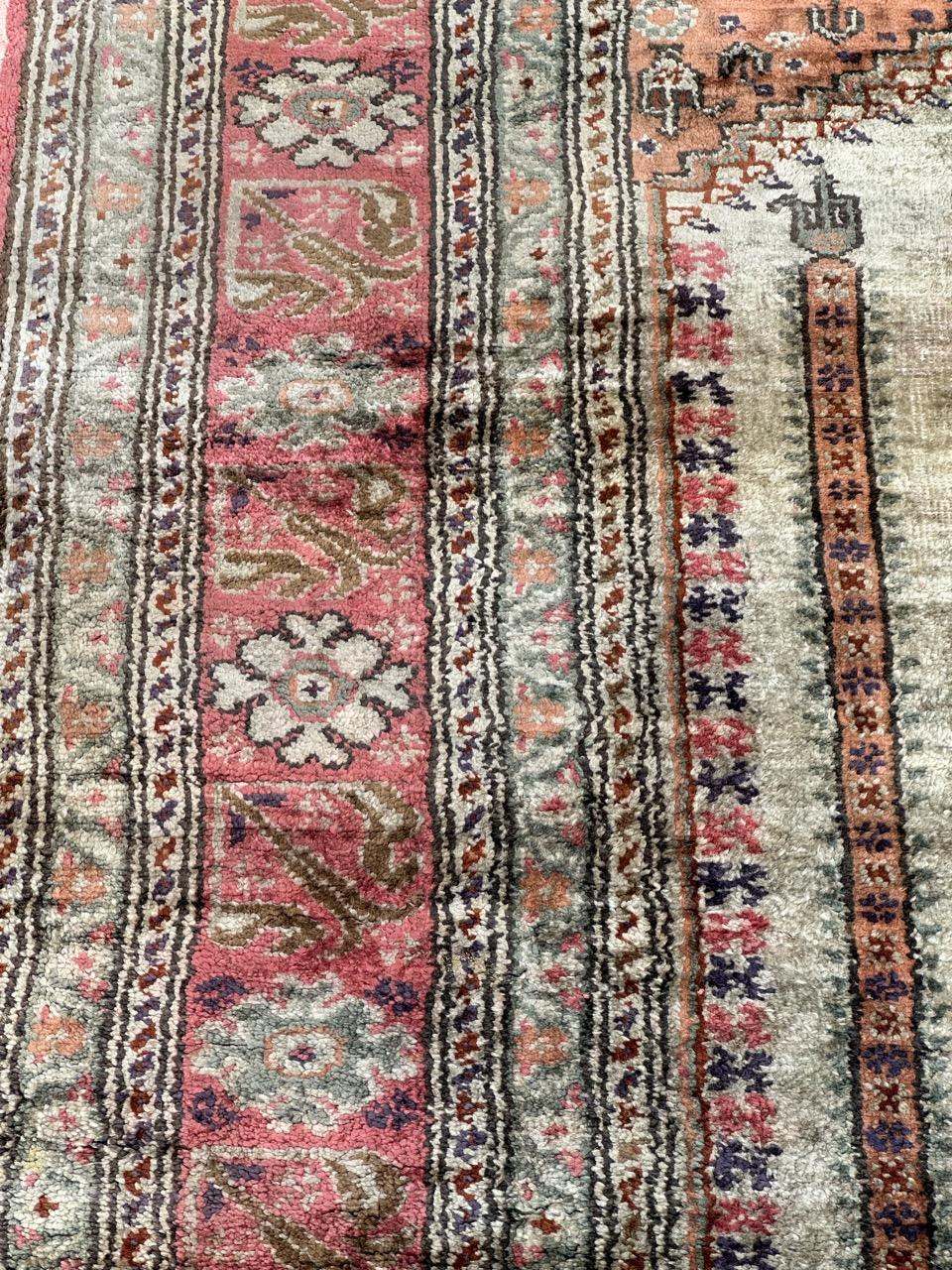 Bobyrug’s pretty little vintage Turkish Cesareh silk rug  For Sale 9