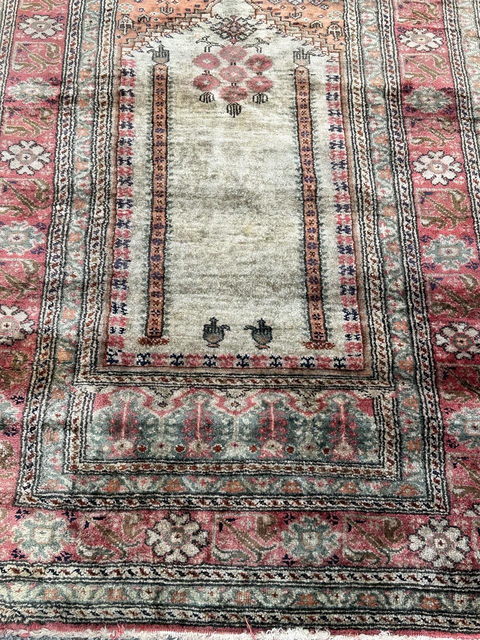 Tabriz Bobyrug’s pretty little vintage Turkish Cesareh silk rug  For Sale