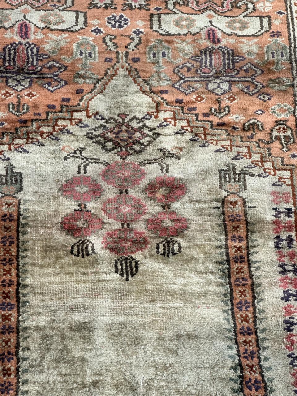 Hand-Knotted Bobyrug’s pretty little vintage Turkish Cesareh silk rug  For Sale
