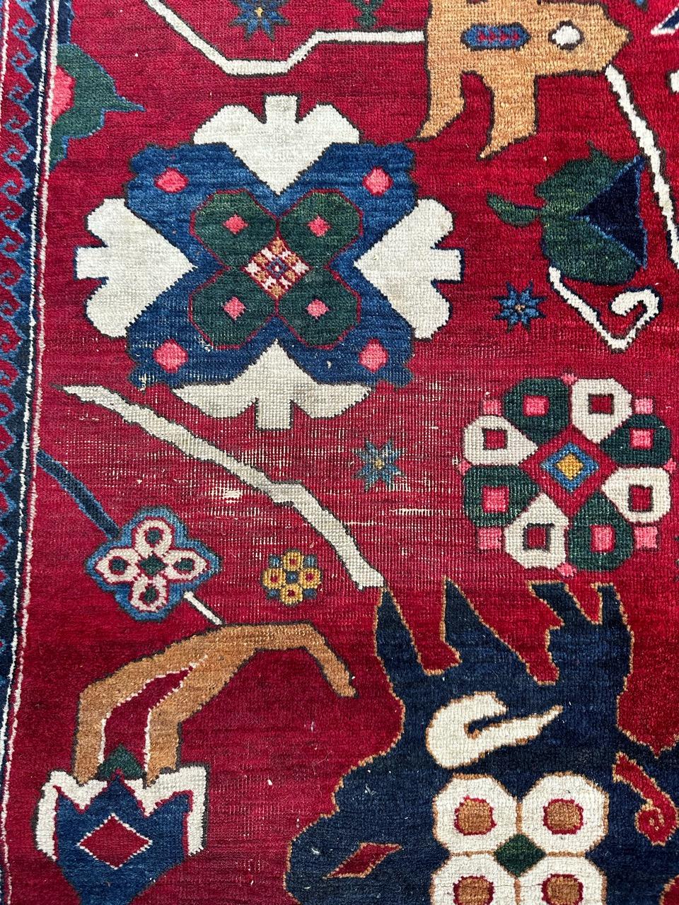 Wool pretty mid century Azerbaijan rug For Sale