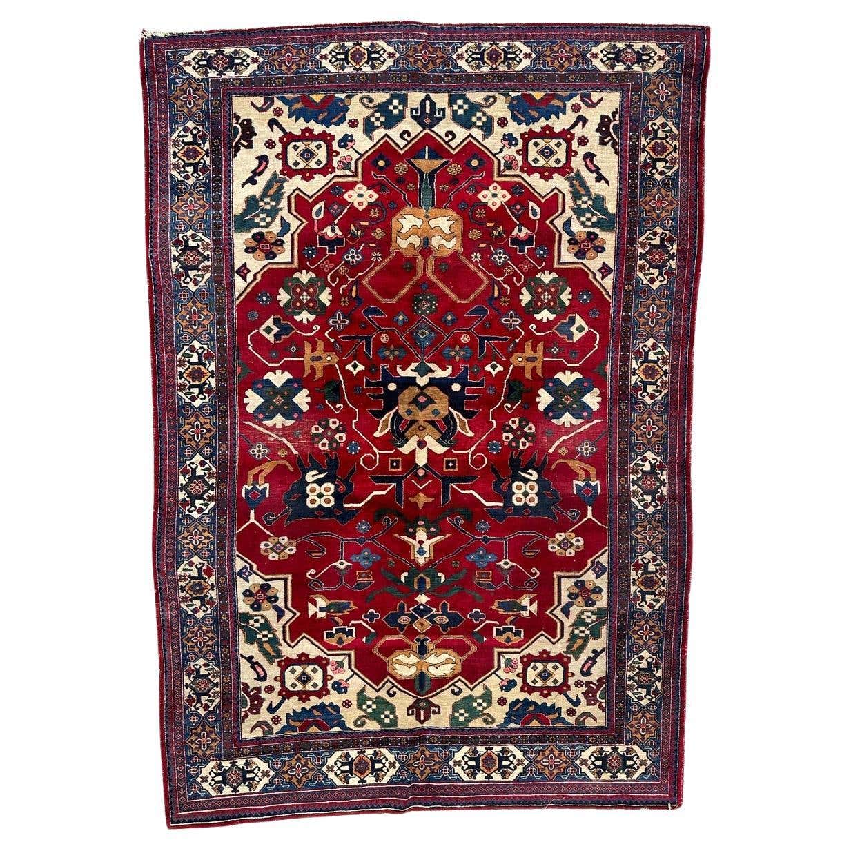 pretty mid century Azerbaijan rug For Sale at 1stDibs
