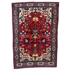 Vintage Bobyrug’s pretty mid century Azerbaijan rug