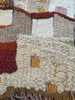 Bobyrug’s Pretty mid century Brutalist Macrame tapestry town design