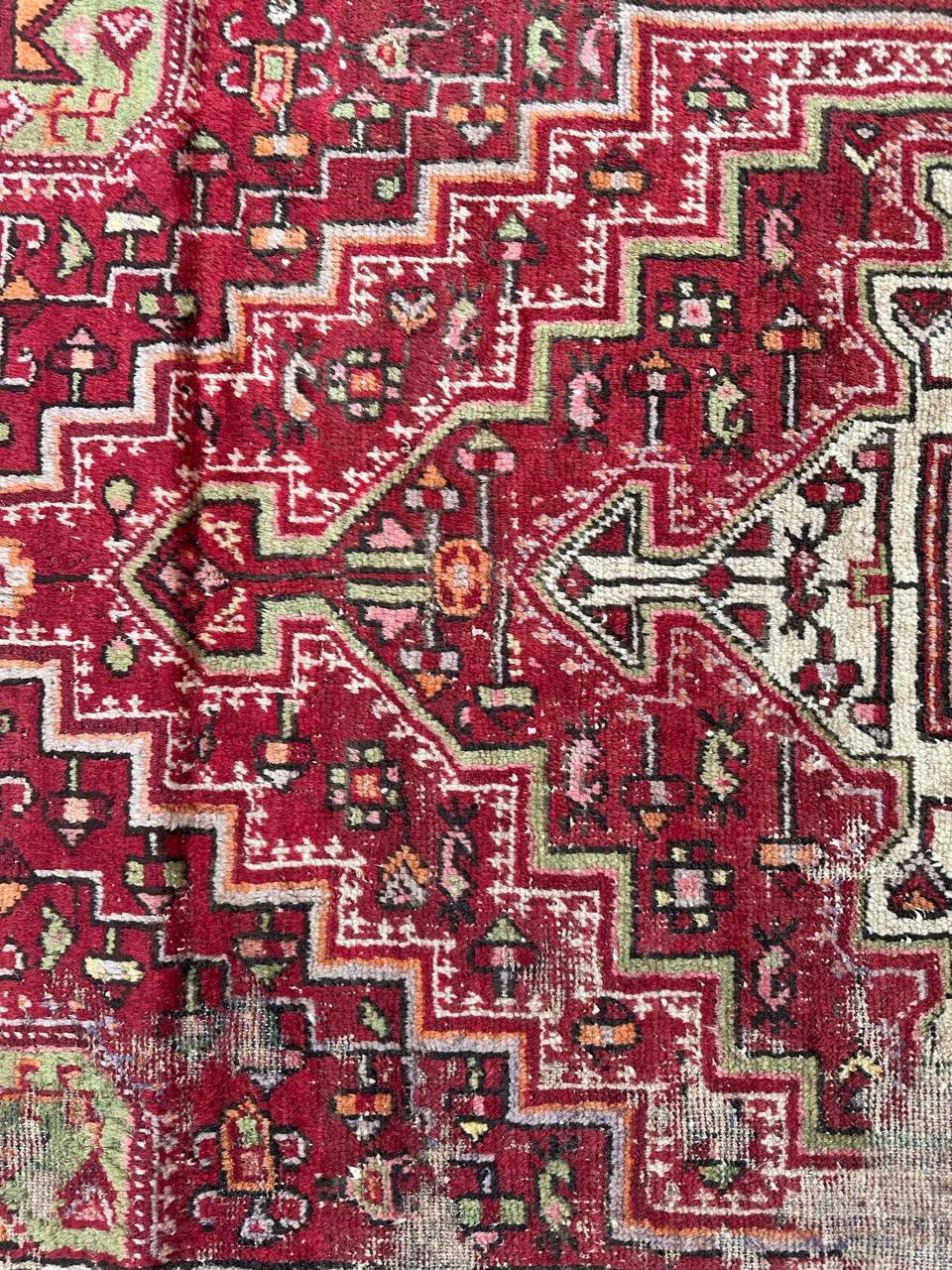 Bobyrug’s pretty mid century distressed Hamadan rug  For Sale 3
