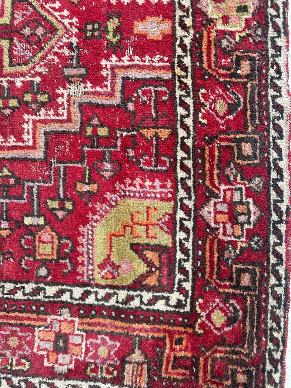 Bobyrug’s pretty mid century distressed Hamadan rug  For Sale 9