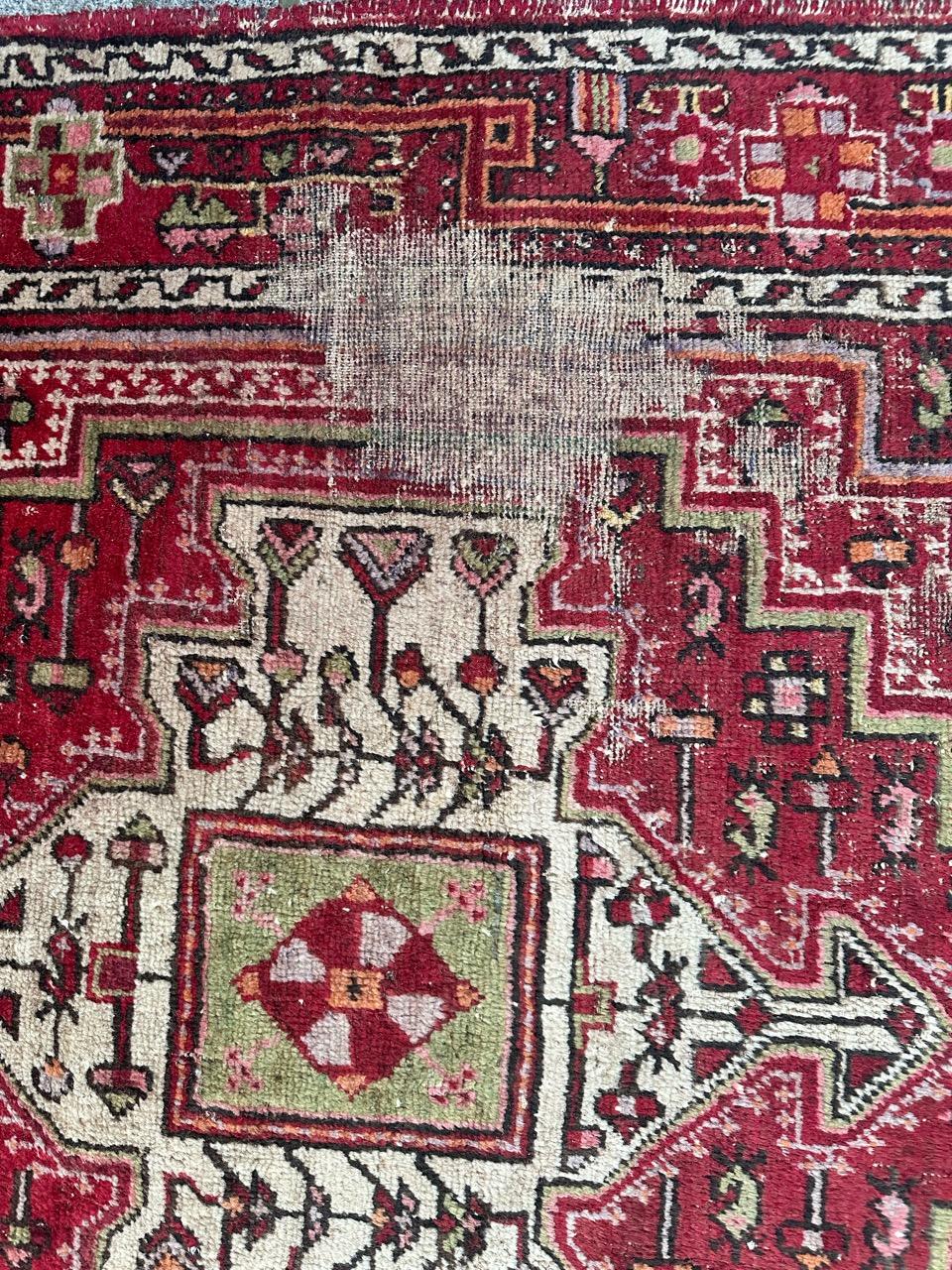 Asian Bobyrug’s pretty mid century distressed Hamadan rug  For Sale