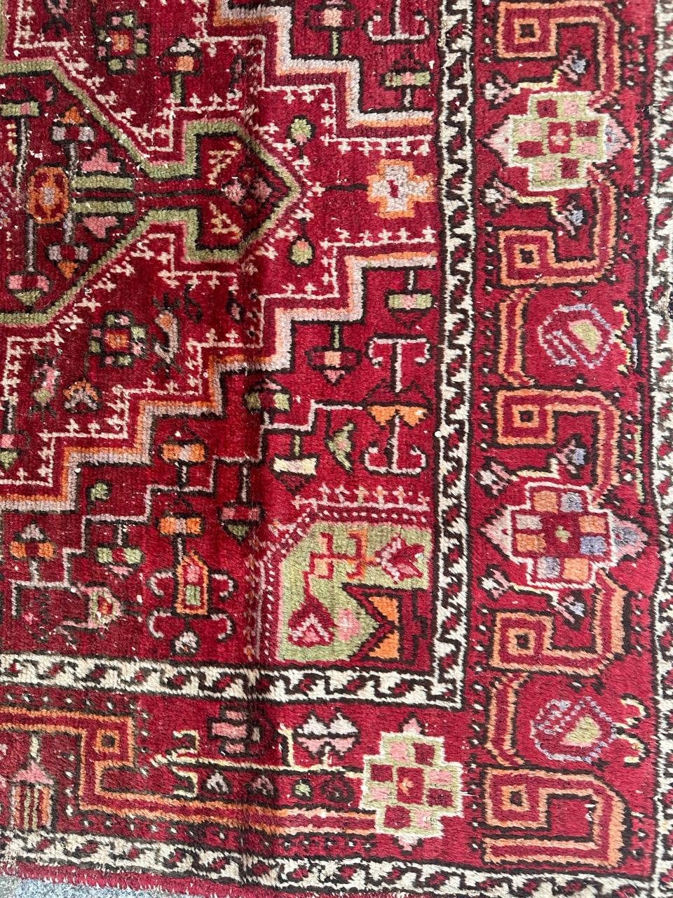 20th Century Bobyrug’s pretty mid century distressed Hamadan rug  For Sale
