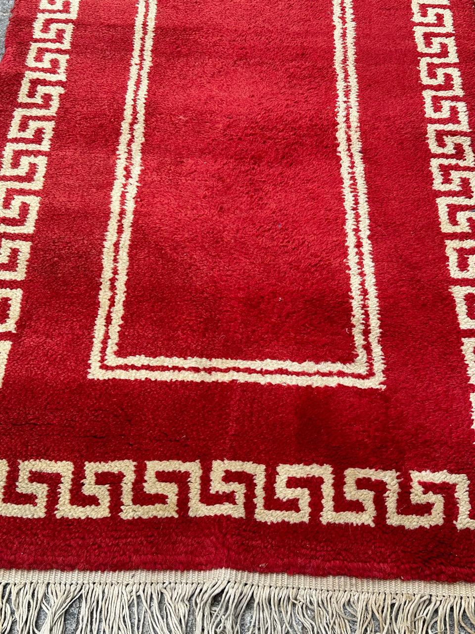 Wool pretty mid century French art deco rug  For Sale
