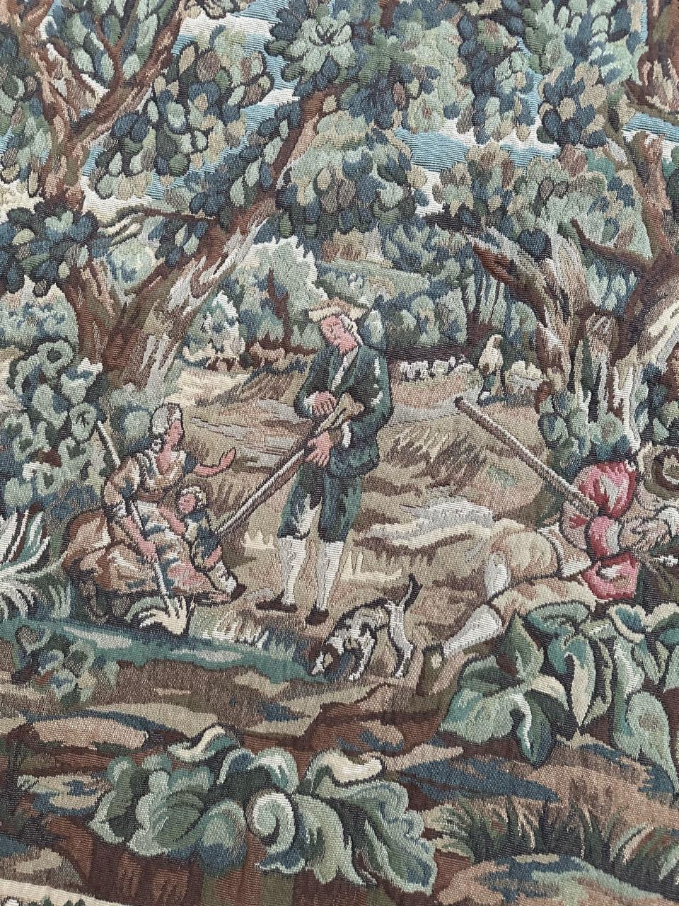 Machine-Made Bobyrug’s pretty mid century French Aubusson style Jacquard tapestry  For Sale