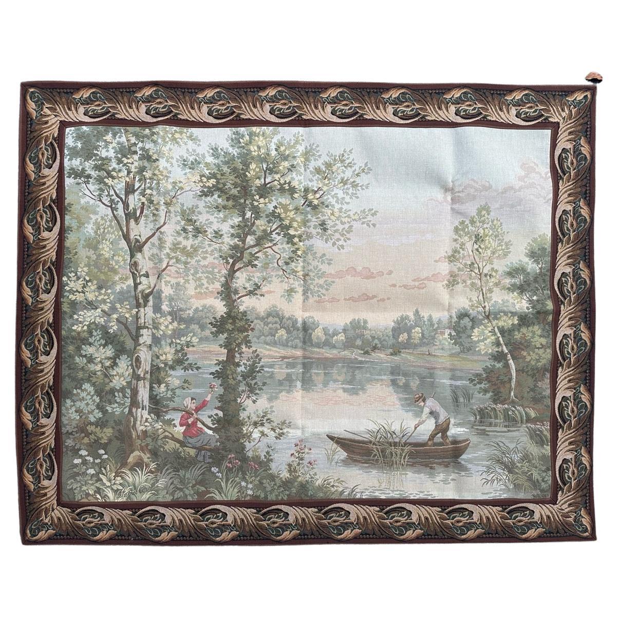 Bobyrug’s pretty mid century French Aubusson style Jacquard tapestry  For Sale