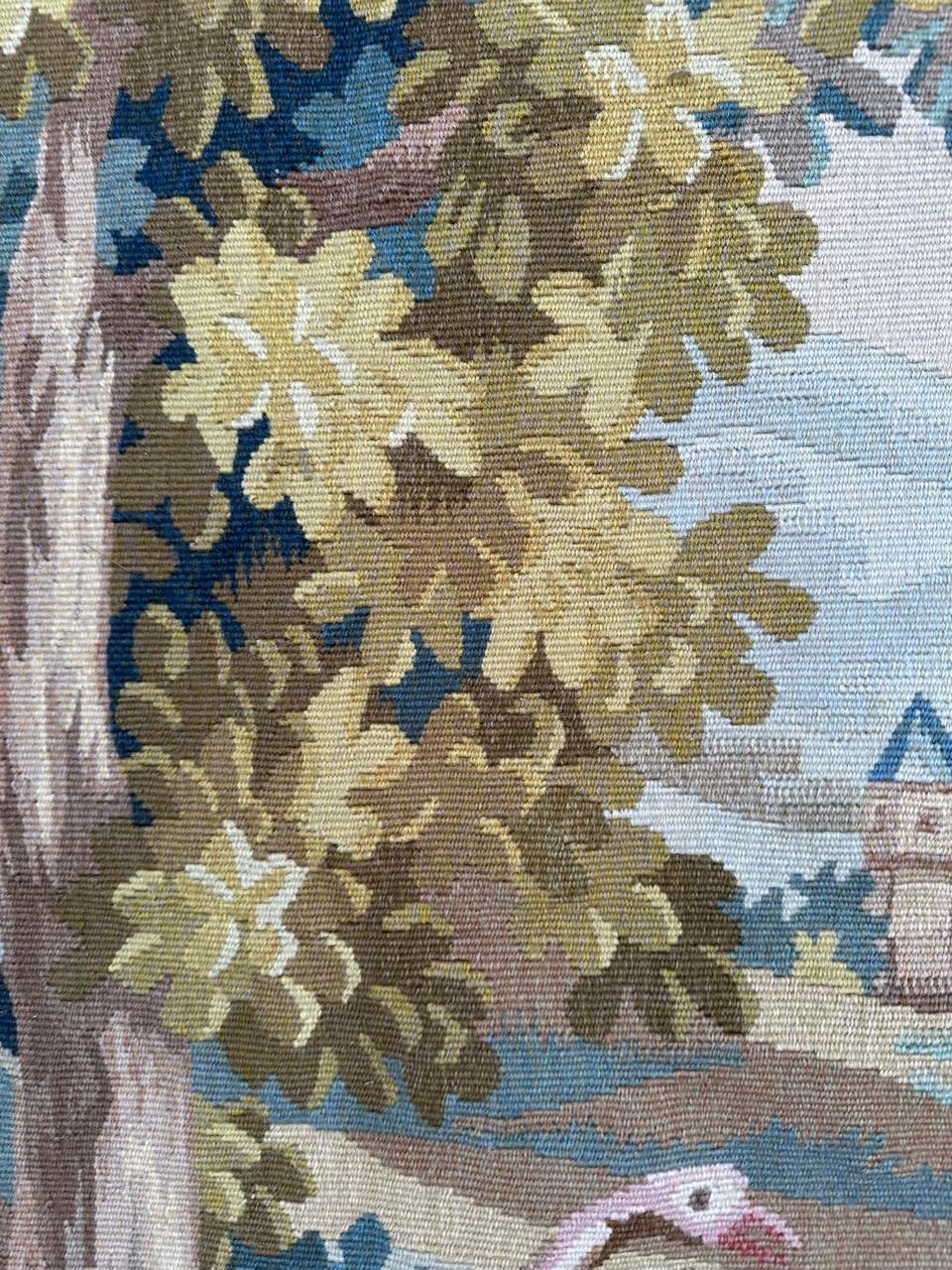 Bobyrug’s pretty mid century French Aubusson tapestry  For Sale 5