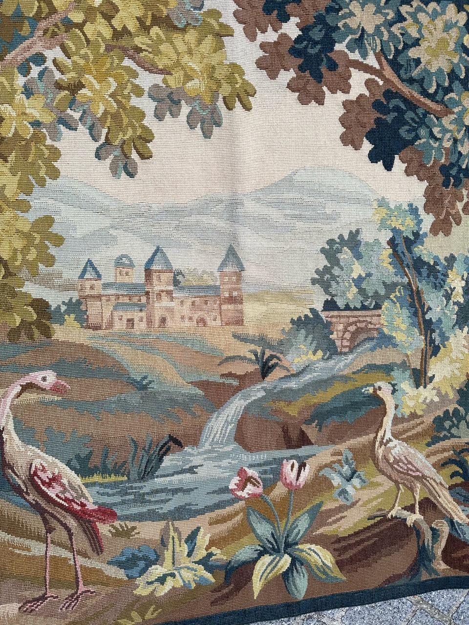 Bobyrug’s pretty mid century French Aubusson tapestry  For Sale 6