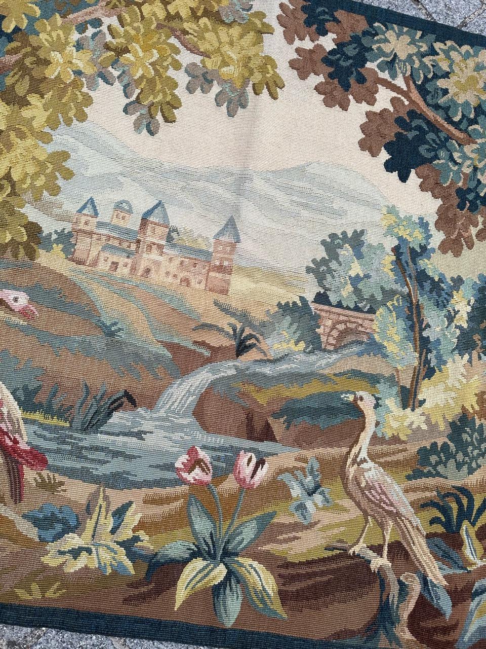 Bobyrug’s pretty mid century French Aubusson tapestry  For Sale 11