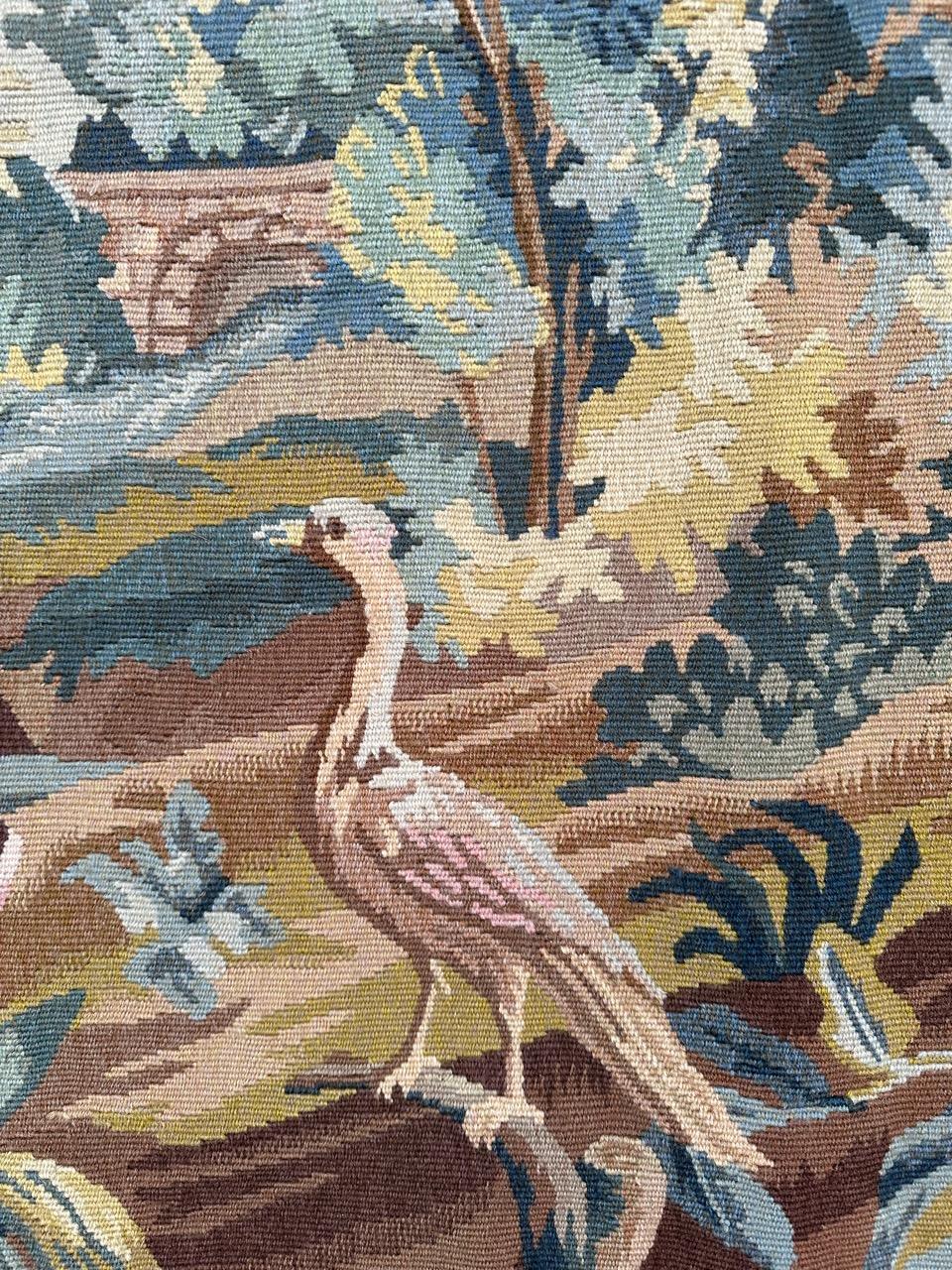 Hand-Woven Bobyrug’s pretty mid century French Aubusson tapestry  For Sale