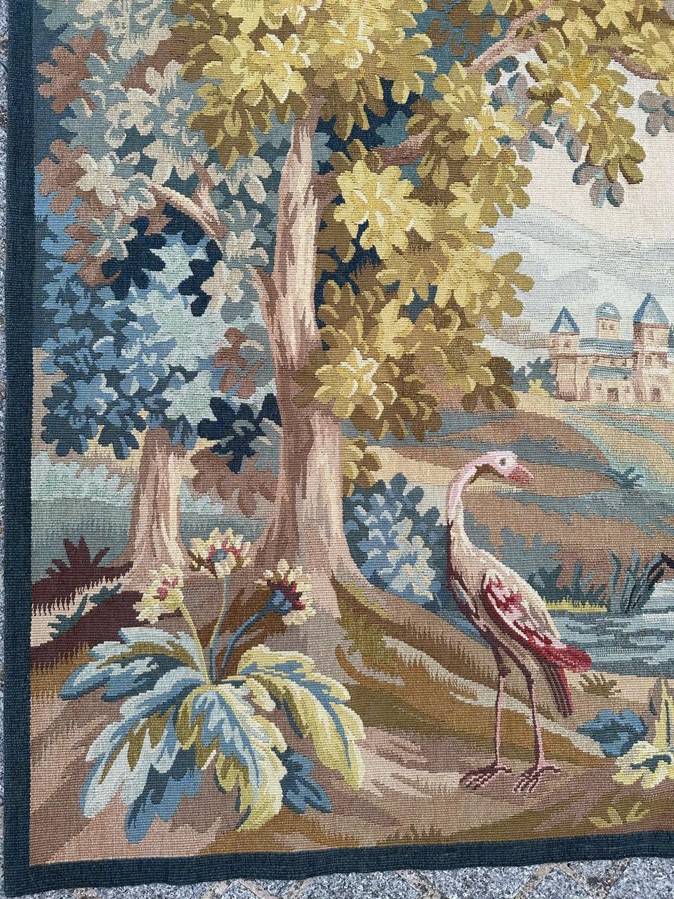 Wool Bobyrug’s pretty mid century French Aubusson tapestry  For Sale