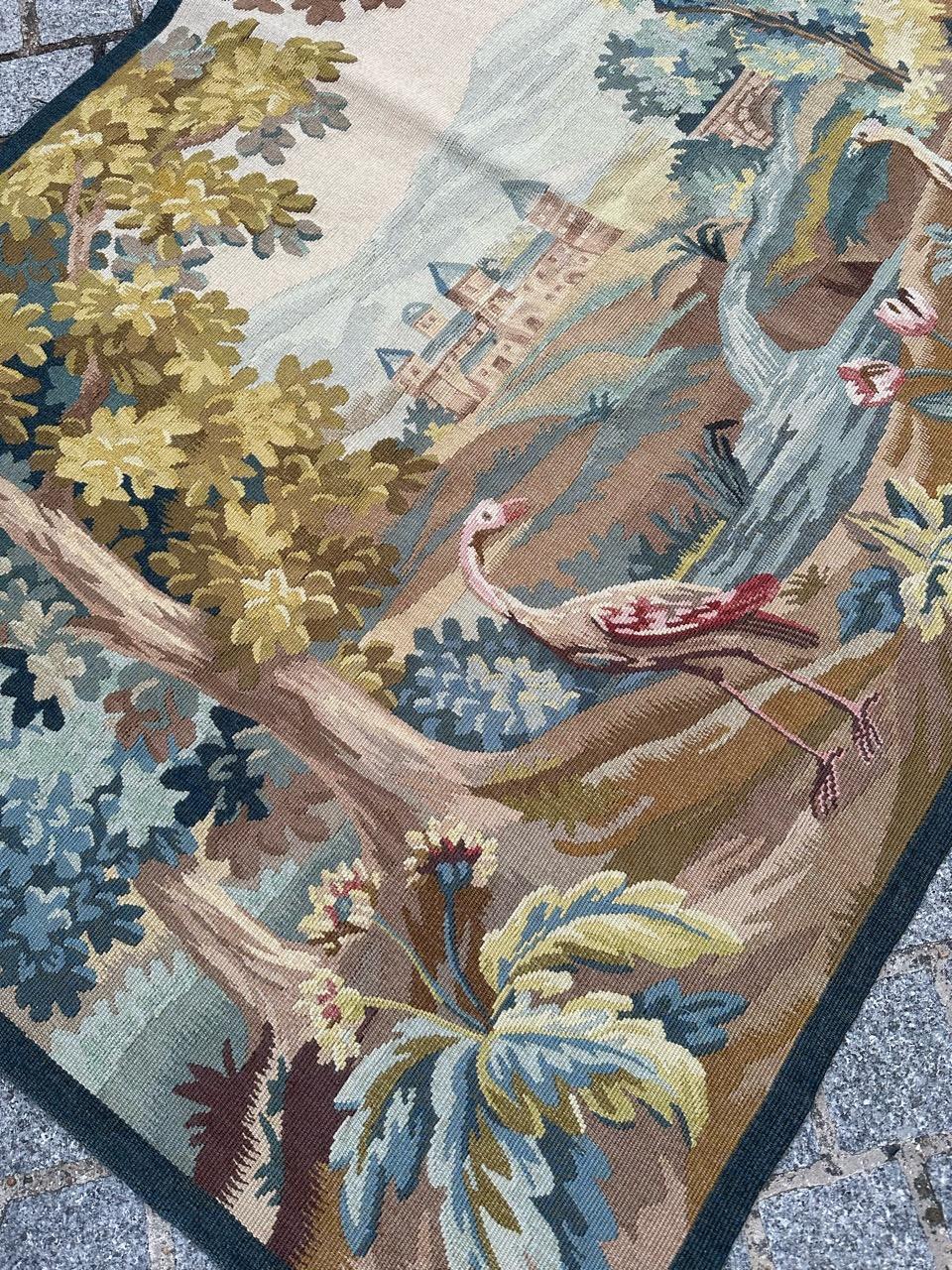 Bobyrug’s pretty mid century French Aubusson tapestry  For Sale 1