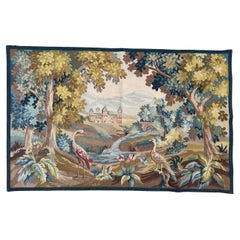 Vintage Bobyrug’s pretty mid century French Aubusson tapestry 