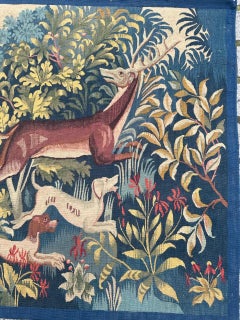 Bobyrug’s Pretty Mid Century French Aubusson Tapestry medieval design