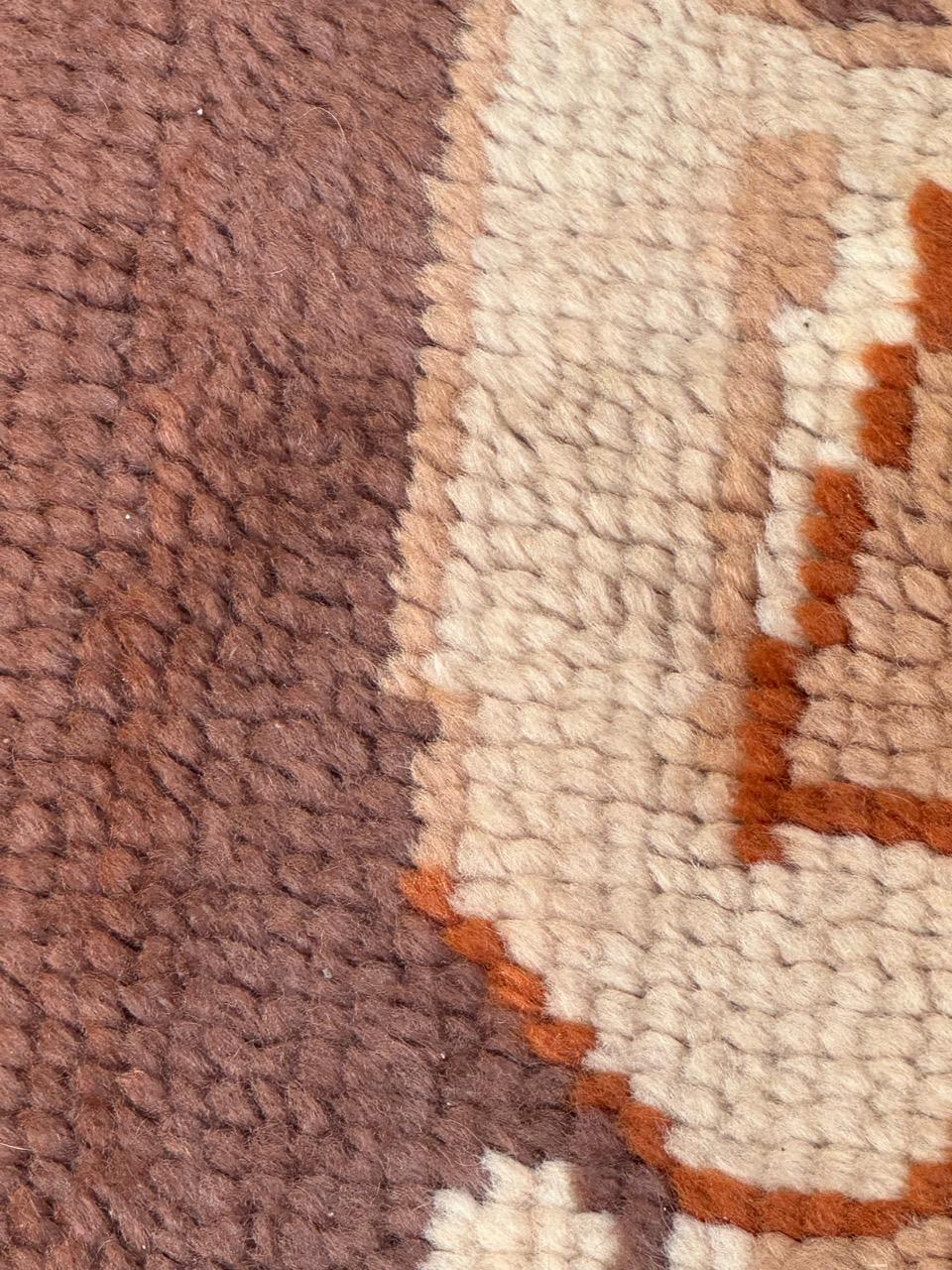 Bobyrug’s pretty mid century French Cogolin rug art nouveau design  For Sale 4