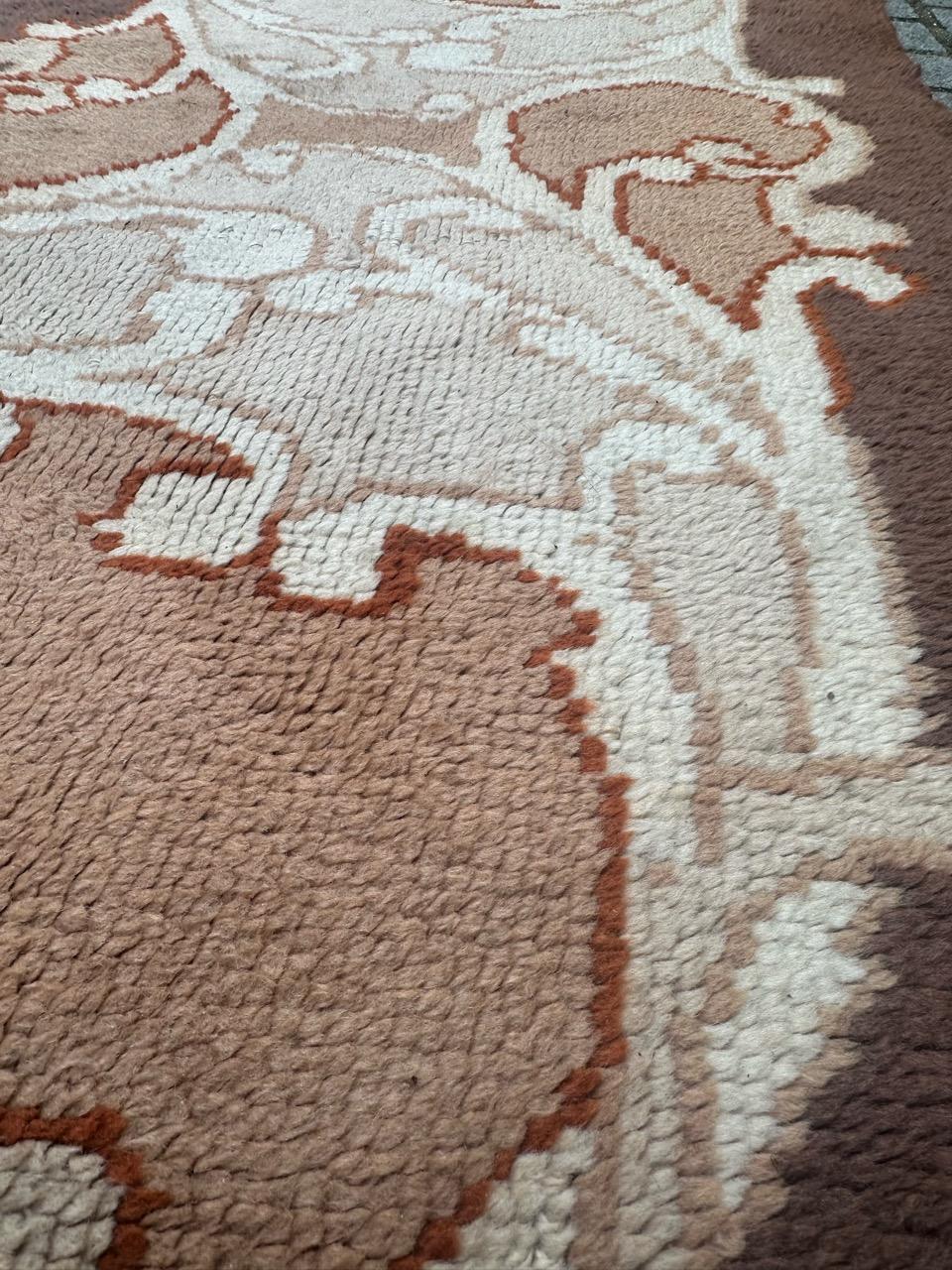 Bobyrug’s pretty mid century French Cogolin rug art nouveau design  For Sale 10