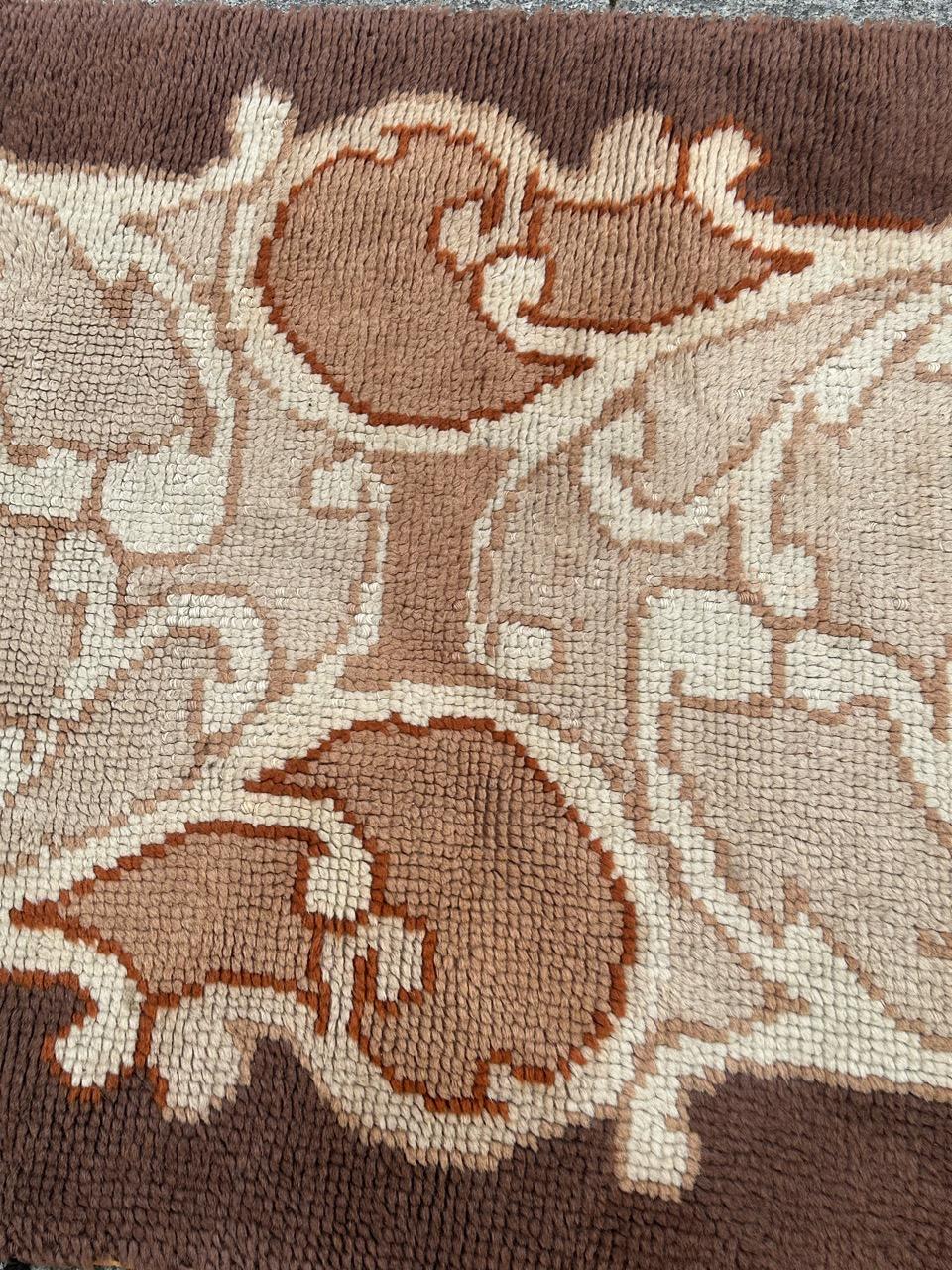 Art Nouveau Bobyrug’s pretty mid century French Cogolin rug art nouveau design  For Sale